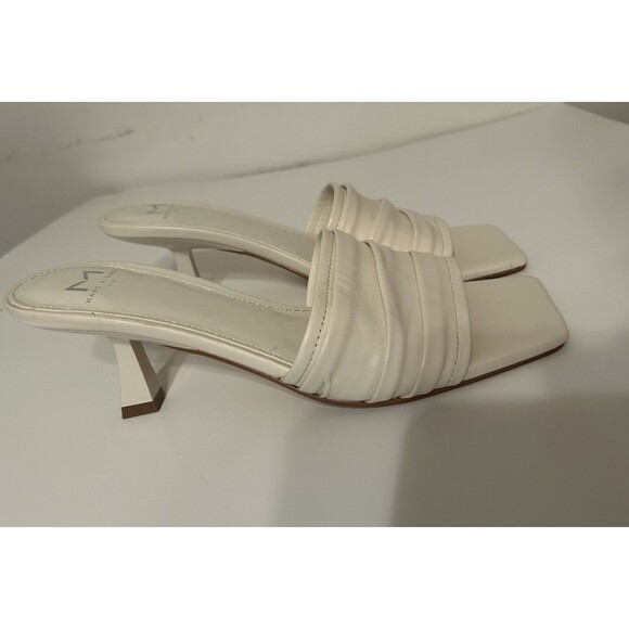 Marc Fisher ltd Caleno Leather Open Toe Kitten Heel Sandals Women Size 8 Ivory - Picture 3 of 8